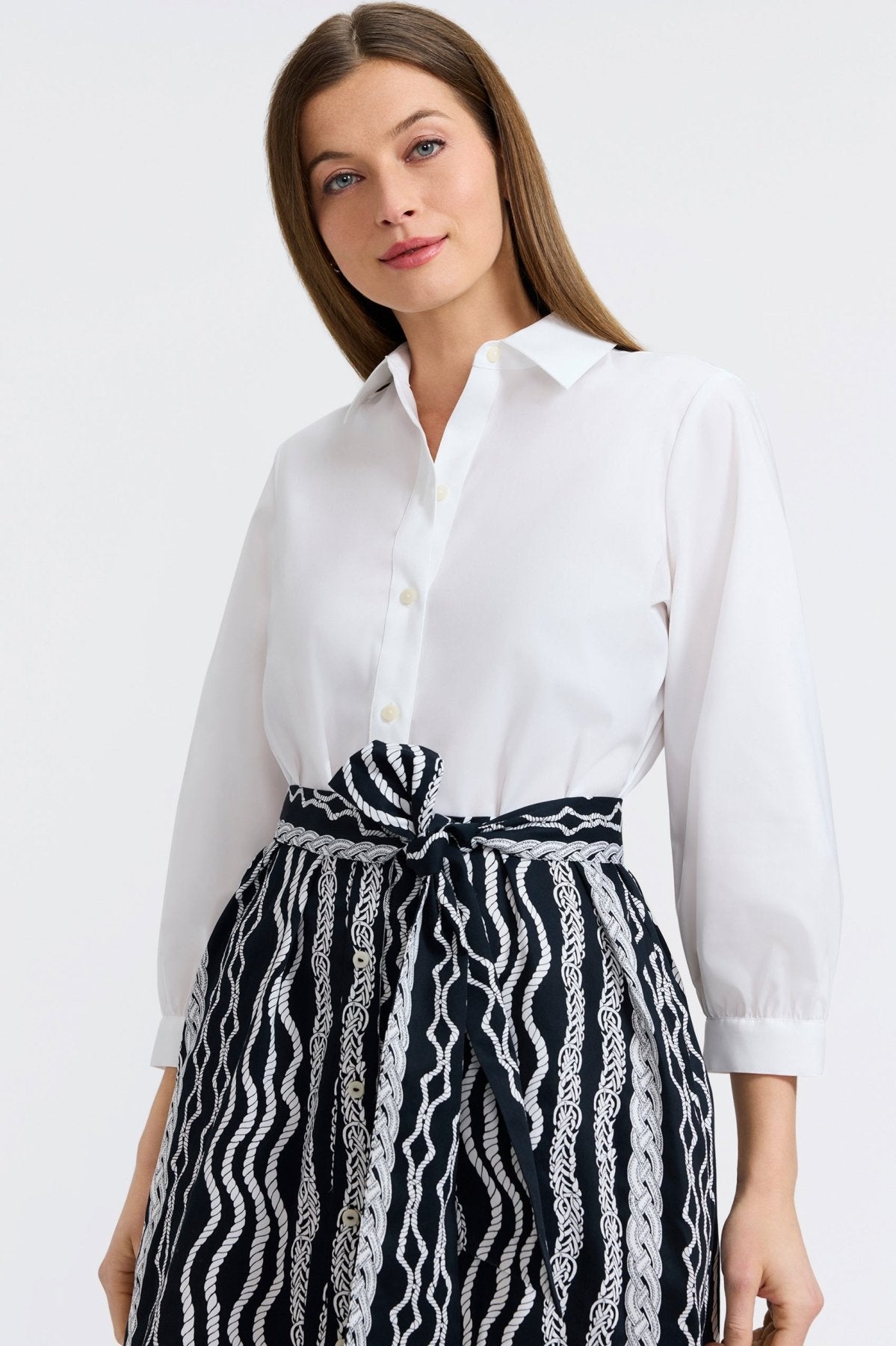 Elegant Esther Braided Belts 3/4 Sleeve Floral Print Summer Dress for Women - Perfect for Office, Party & Casual Outings