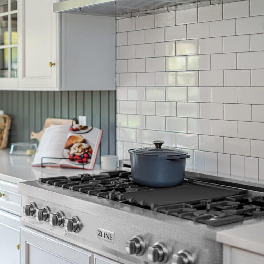 ZLINE 48-Inch Professional Gas Rangetop with 7 High-Power Burners & Porcelain Cooktop - Satin Stainless Steel (RTS 48) - Perfect for Home Chefs & Commercial Kitchens