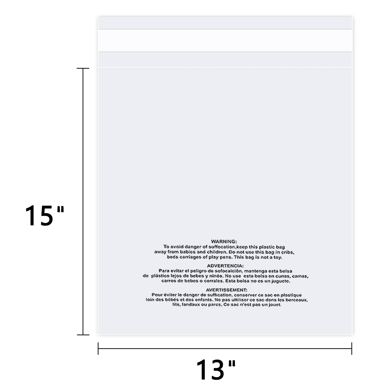 13x15 Inch 1000 Pack Clear Resealable Poly Bags with Suffocation Warning - Perfect for Clothing, Shirts, FBA Packaging & Shipping | Self Seal Adhesive for Secure Storage