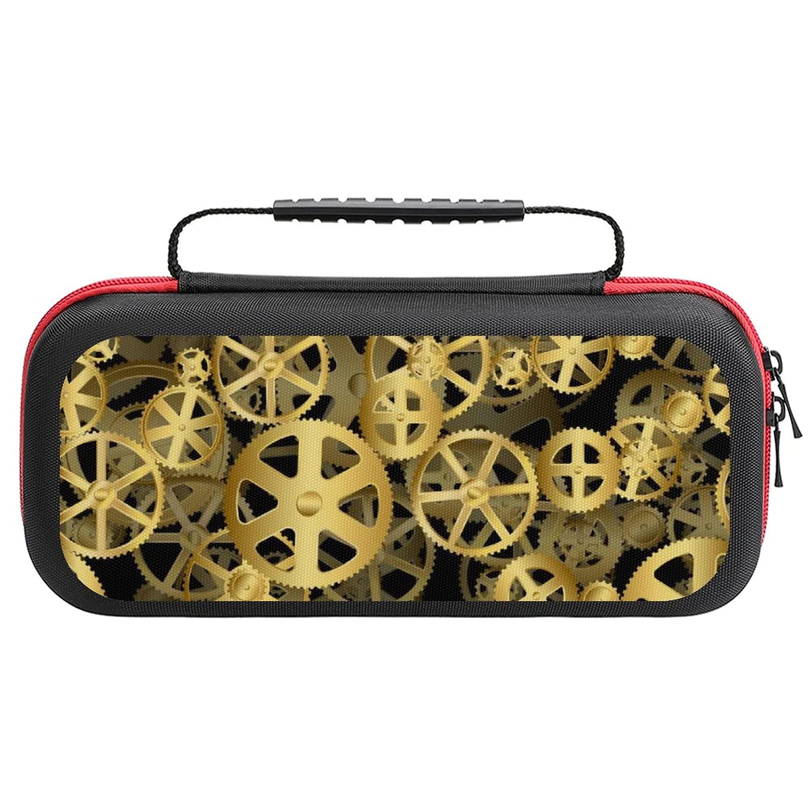 Durable Industrial Gear Wheels Printed Carrying Case for Nintendo Switch Lite & Accessories - Travel Storage Bag with Shockproof Protection - Perfect for Gaming On-The-Go, Commuting, and Travel Organization