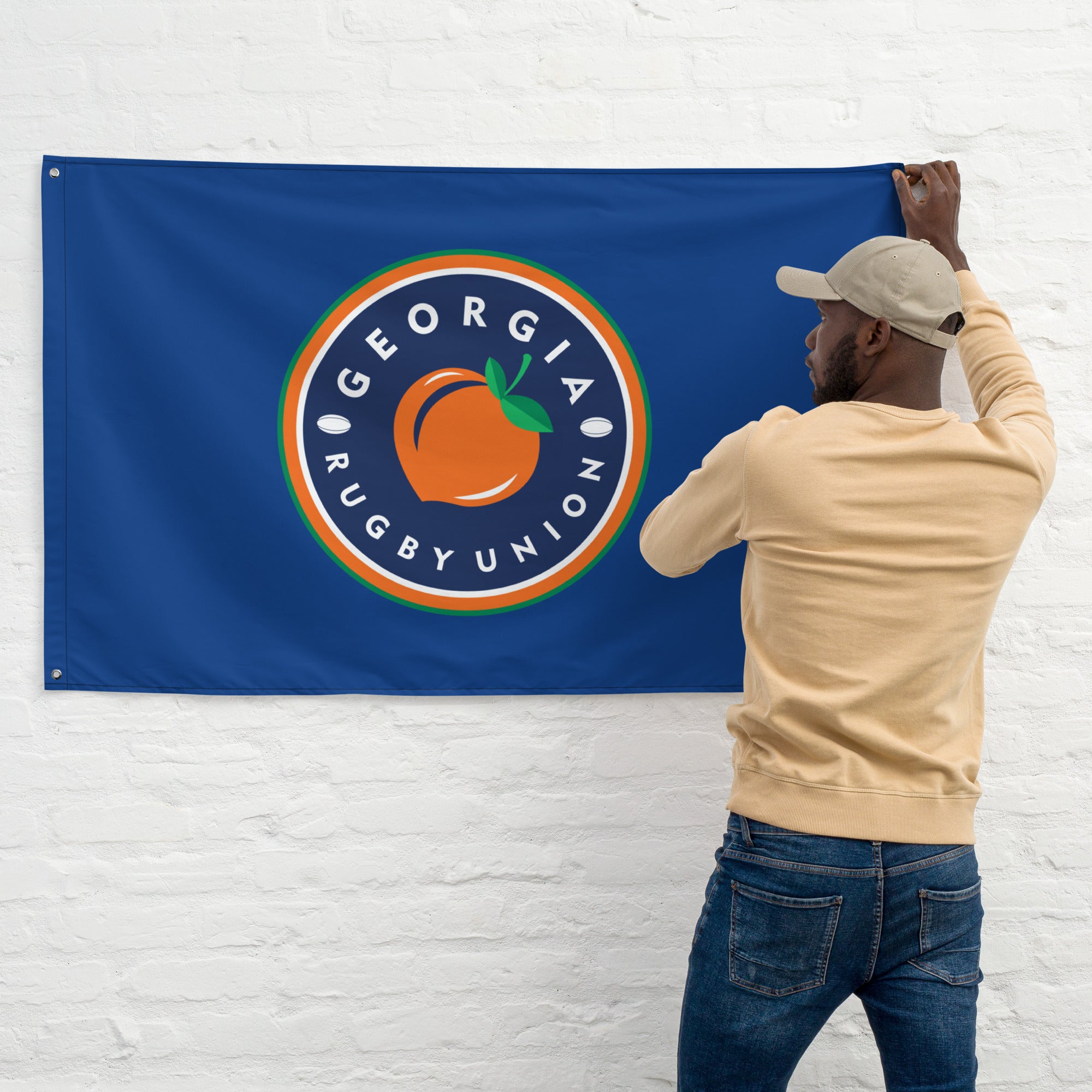 Georgia Rugby Union Wall Flag - Premium Embroidered College Sports Banner for Game Room, Man Cave & Tailgating Decor