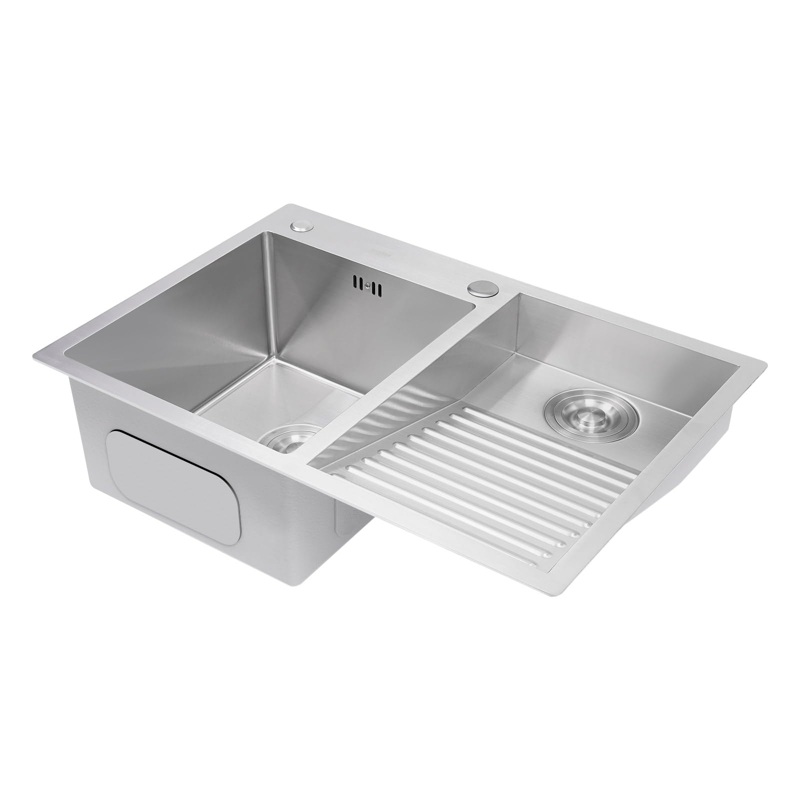 Stainless Steel Utility Sink with Washboard - 27.5 x 18.9 Inch Laundry Room & Basement Sink for Washing Clothes, Cleaning Pets, and Garden Tools - Heavy Duty Double Basin Kitchen Sink for Bathroom, Balcony & Household Use - Easy to Clean & Durable Design