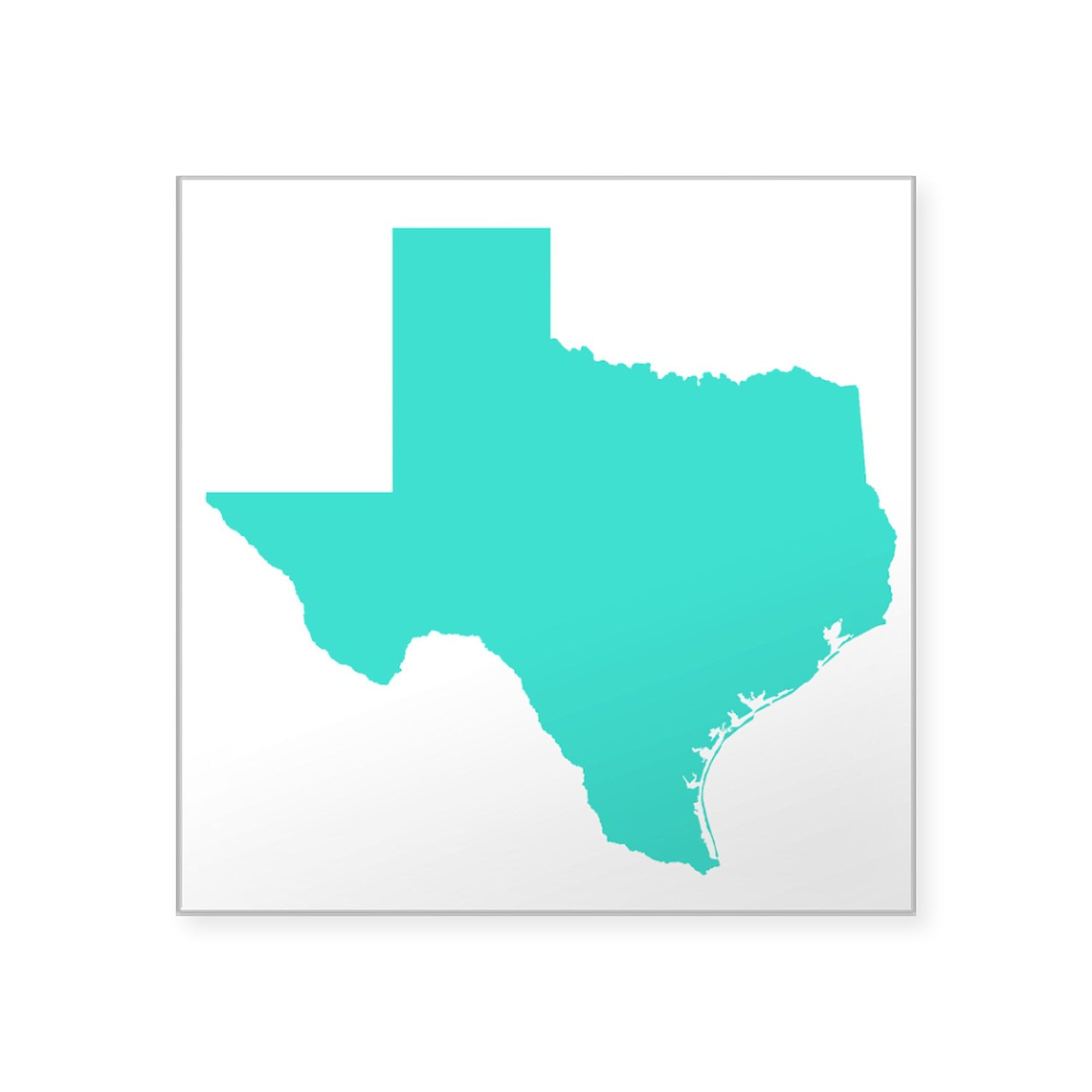 Turquoise Texas Outline Square Sticker 3