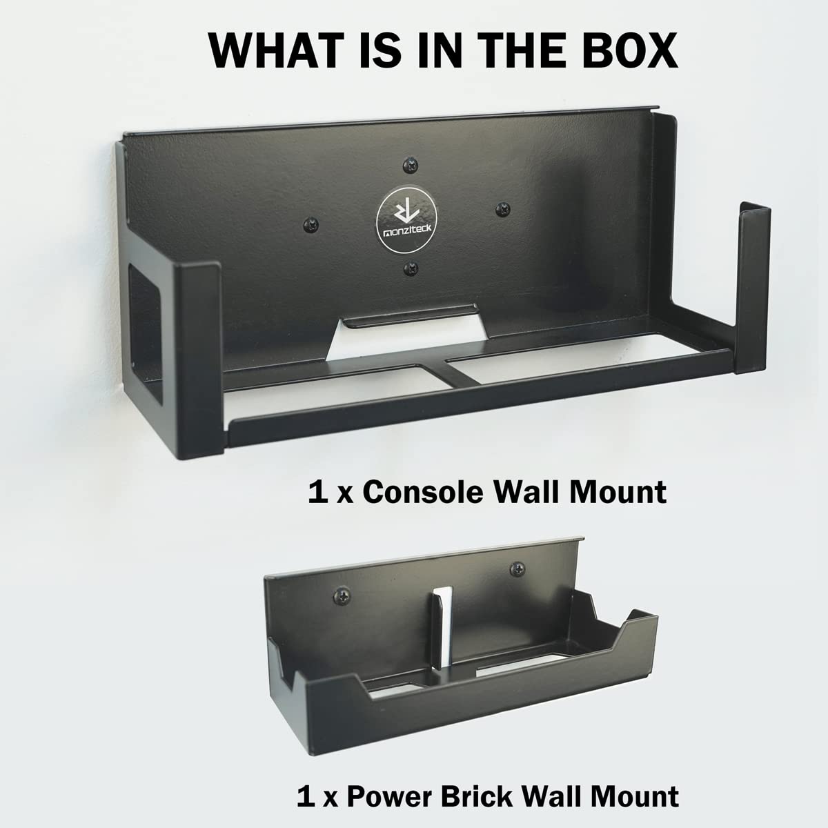 Monzlteck All Metal Wall Mount for Xbox One Original & Power Brick - Vertical Hanging Bracket with Left/Right Power Button - Perfect for Gaming Room & Home Theater Setup
