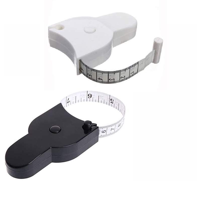 2 Pack 1.5M (60 Inch) Retractable Fiberglass Body Measuring Tape - Double Sided cm/inch Scale with Push Button for Sewing, Tailoring, Fitness & Weight Loss Tracking