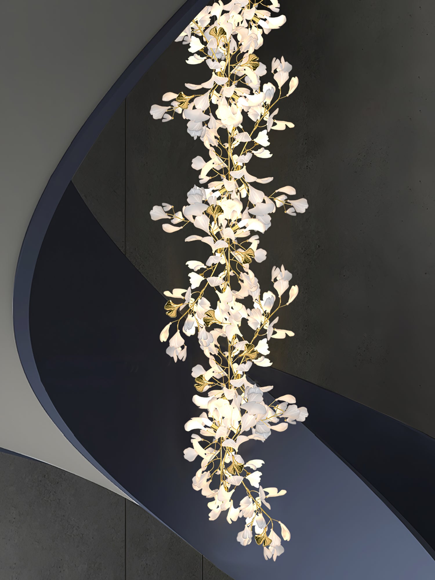 Elegant Ginkgo Leaf Chandelier - Handcrafted Brass Ceiling Light Fixture with Nature-Inspired Design for Dining Room, Living Room, or Bedroom Decor