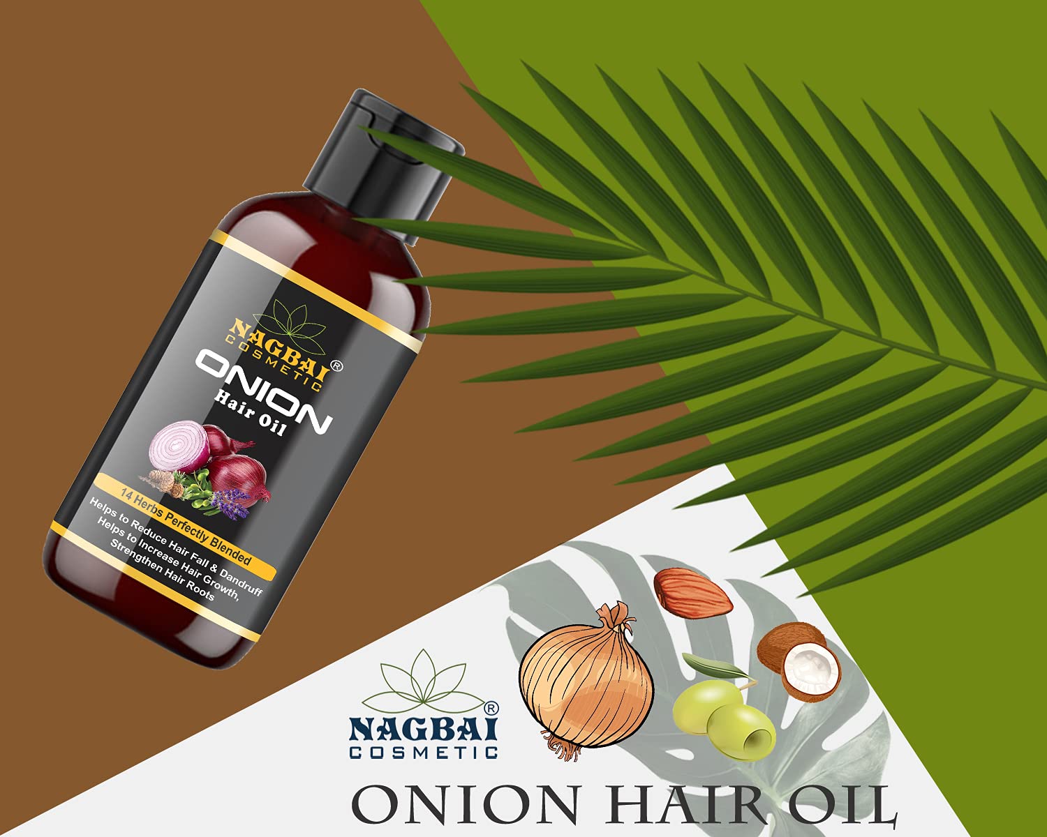 Nagbai Onion Hair Oil for Hair Growth & Hair Fall Control - 100ml Natural Hair Treatment with Onion Extract - Promotes Thicker, Stronger Hair for Men & Women - Perfect for Daily Hair Care & Scalp Nourishment