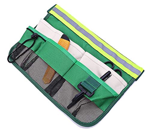 7-Pocket Gardening Tool Waist Bag with Reflective Strap - Durable Gardening Belt for Women & Men - Perfect for Home Garden, Landscaping & Outdoor Work (Green)