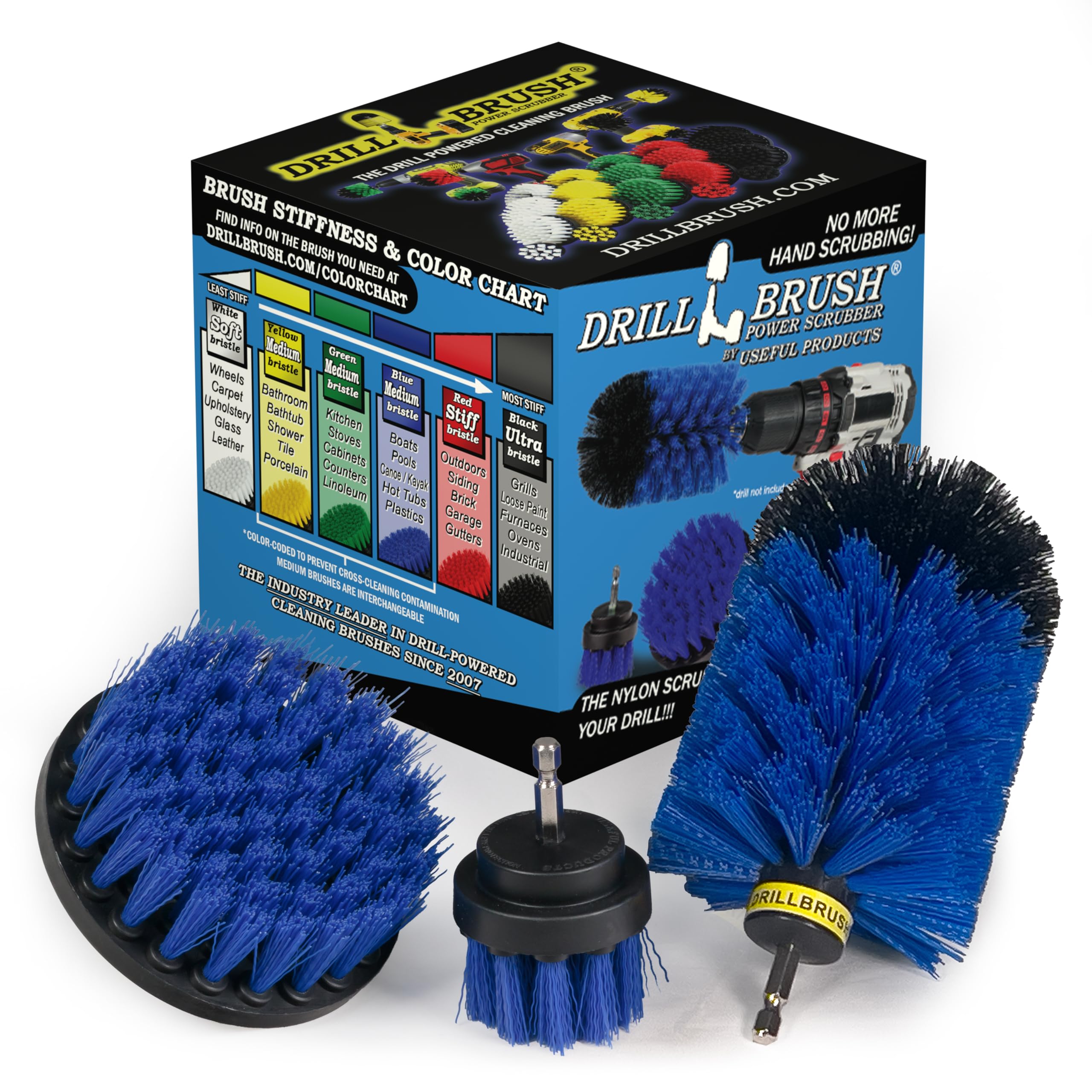Blue Boat Brush Set - Medium Stiffness Pool & Car Cleaning Tools for Boats, Pools, Aquariums