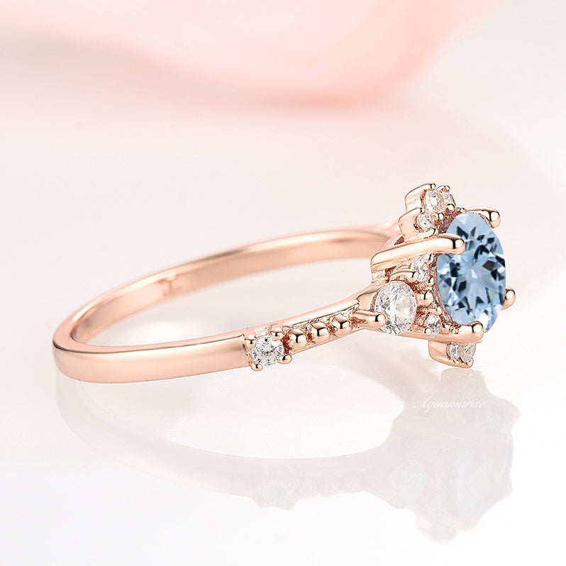 14K Rose Gold Aquamarine Engagement Ring for Women - Elegant March Birthstone Jewelry for Proposals, Anniversaries & Special Occasions