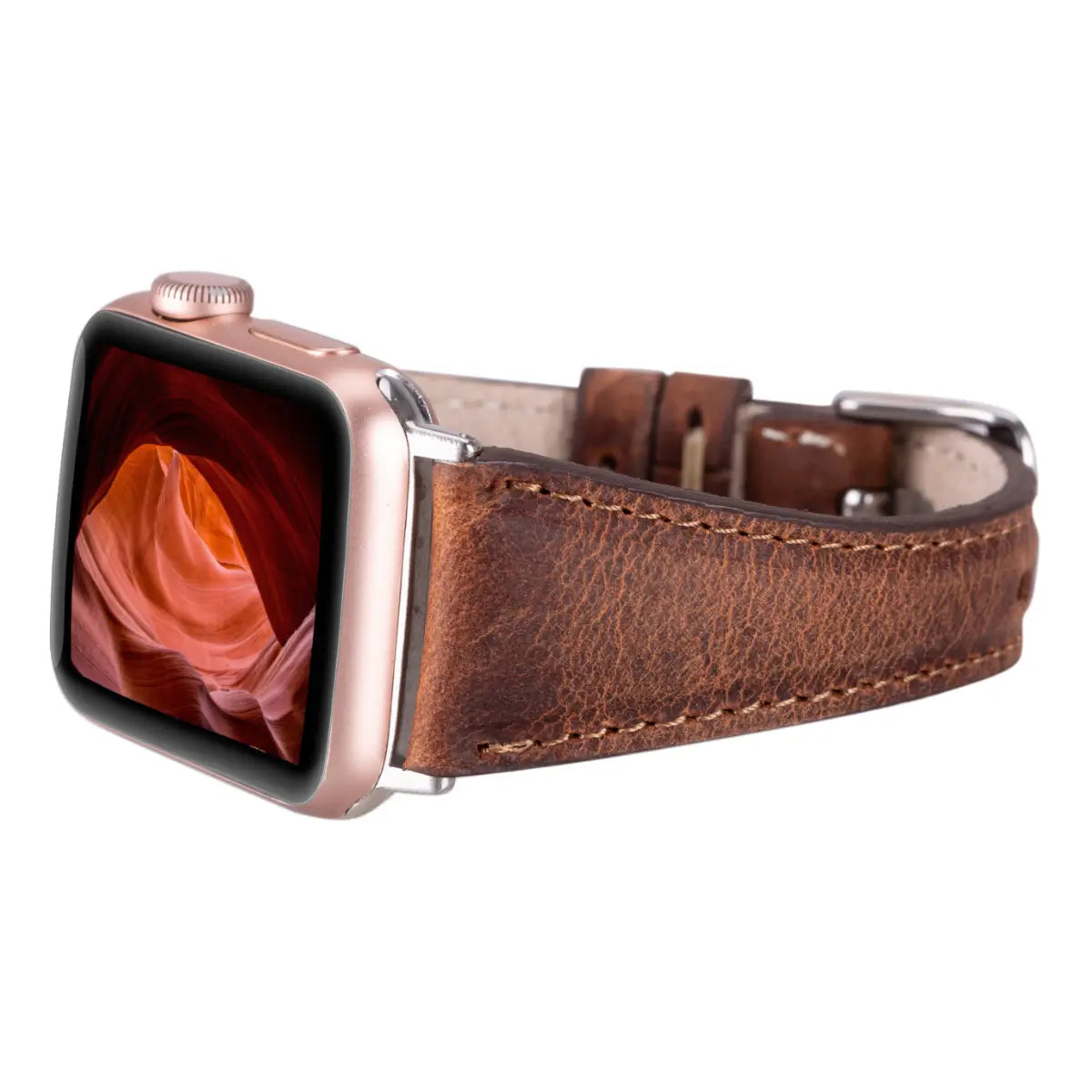Vintage Distressed Brown Leather Slim Apple Watch Band - Stylish & Durable Replacement Strap for Work, Travel & Everyday Wear