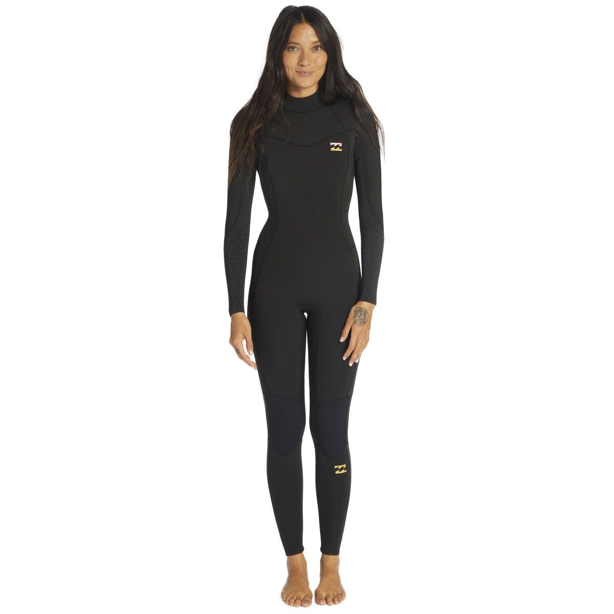 Billabong 403 Furnace Synergy Back Zip Wetsuit for Women - 4/3mm Thermal Full Suit for Surfing, Diving & Water Sports in Wild Black