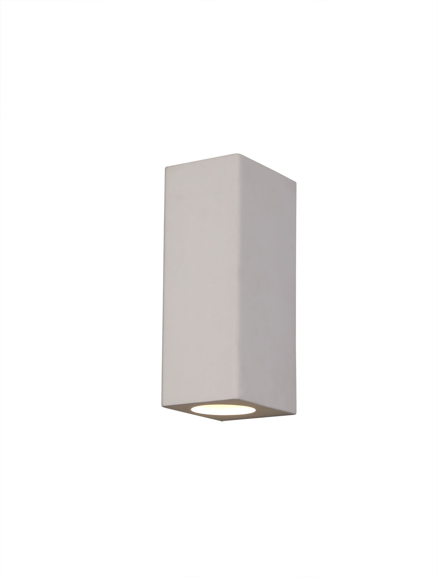 Alina Modern Rectangular & Cylinder Up Down Wall Lamp - 2 x GU10 Bulb Sockets - White Paintable Gypsum Finish - Perfect for Bedroom, Living Room & Hallway Lighting