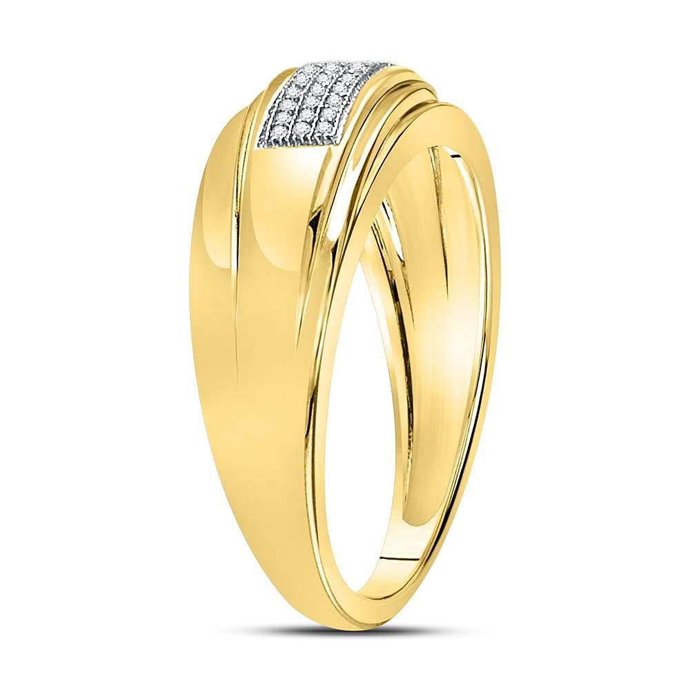 10kt Two-Tone Gold Men's Round Diamond Wedding Band Ring - 1/8 Cttw, Classic Comfort Fit Design for Engagement, Anniversary & Special Occasions