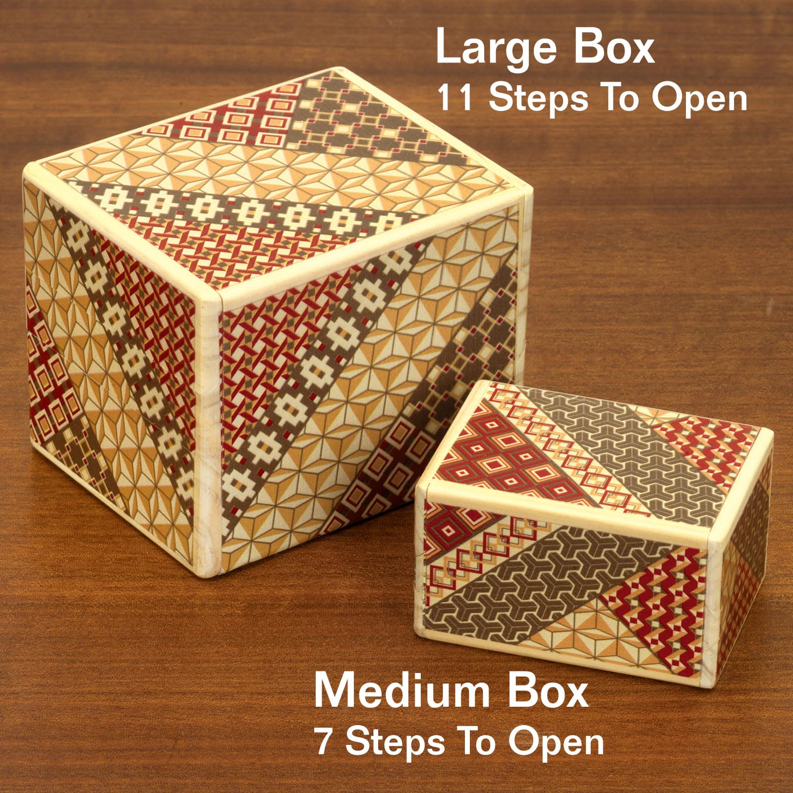 Bits and Pieces - Intricate Wooden Mosaic Puzzle Box with Secret Compartment | 7-Step Brain Teaser Challenge | Money Hiding Gift Box for Adults | Perfect for Escape Rooms, Office Decor & Puzzle Collectors