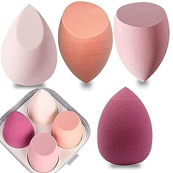 ZemGlam 4in1 Makeup Sponge Beauty Blender with Storage Box - for Flawless Foundation & Concealer
