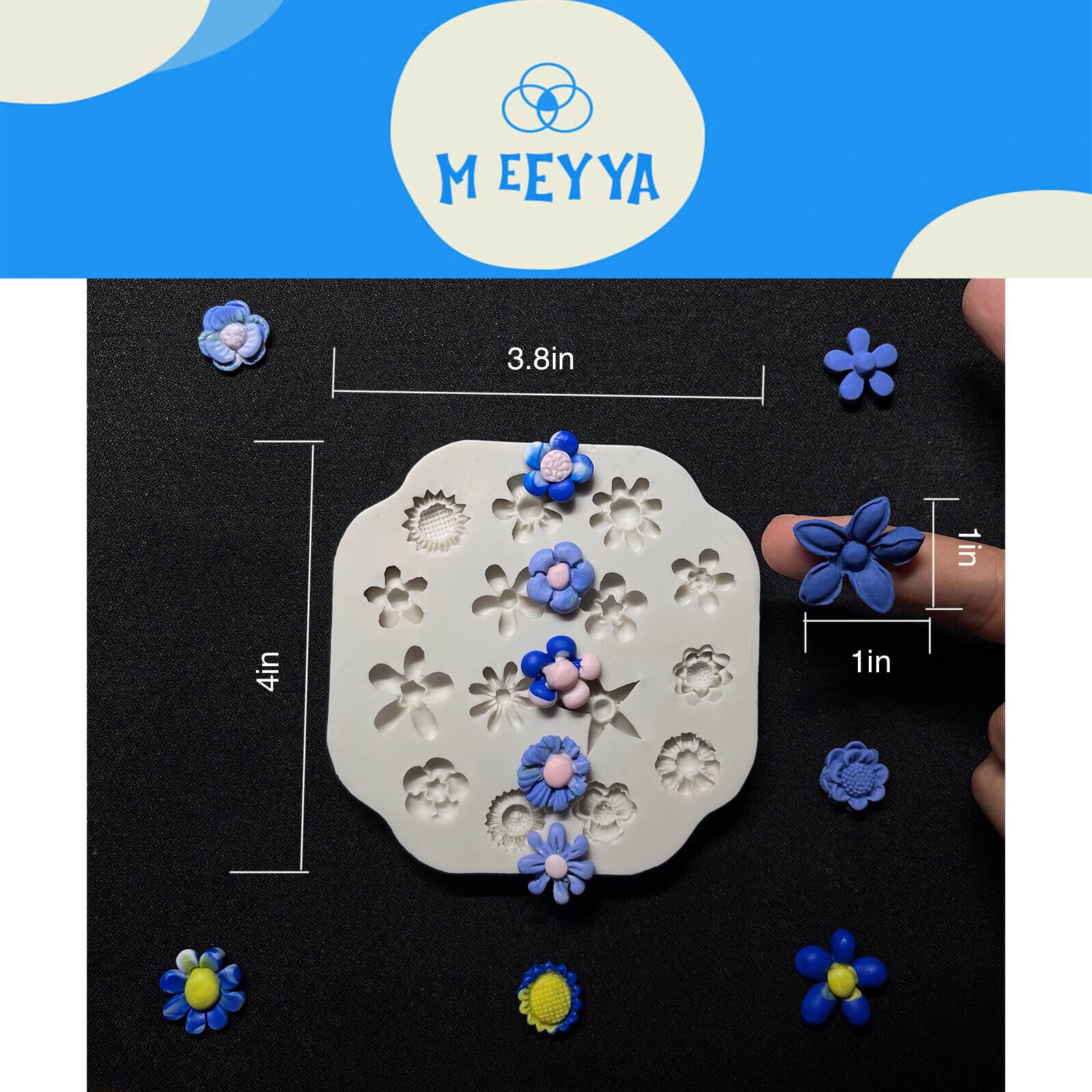 Premium 2Pcs Polymer Clay Molds for Jewelry Making - Daisy, Sunflower & Rose Miniature Silicone Molds (15 Flowers) | DIY Earrings, Pendants & Craft Decorations | Perfect for Resin Art, Polymer Clay Projects & Handmade Jewelry Gifts