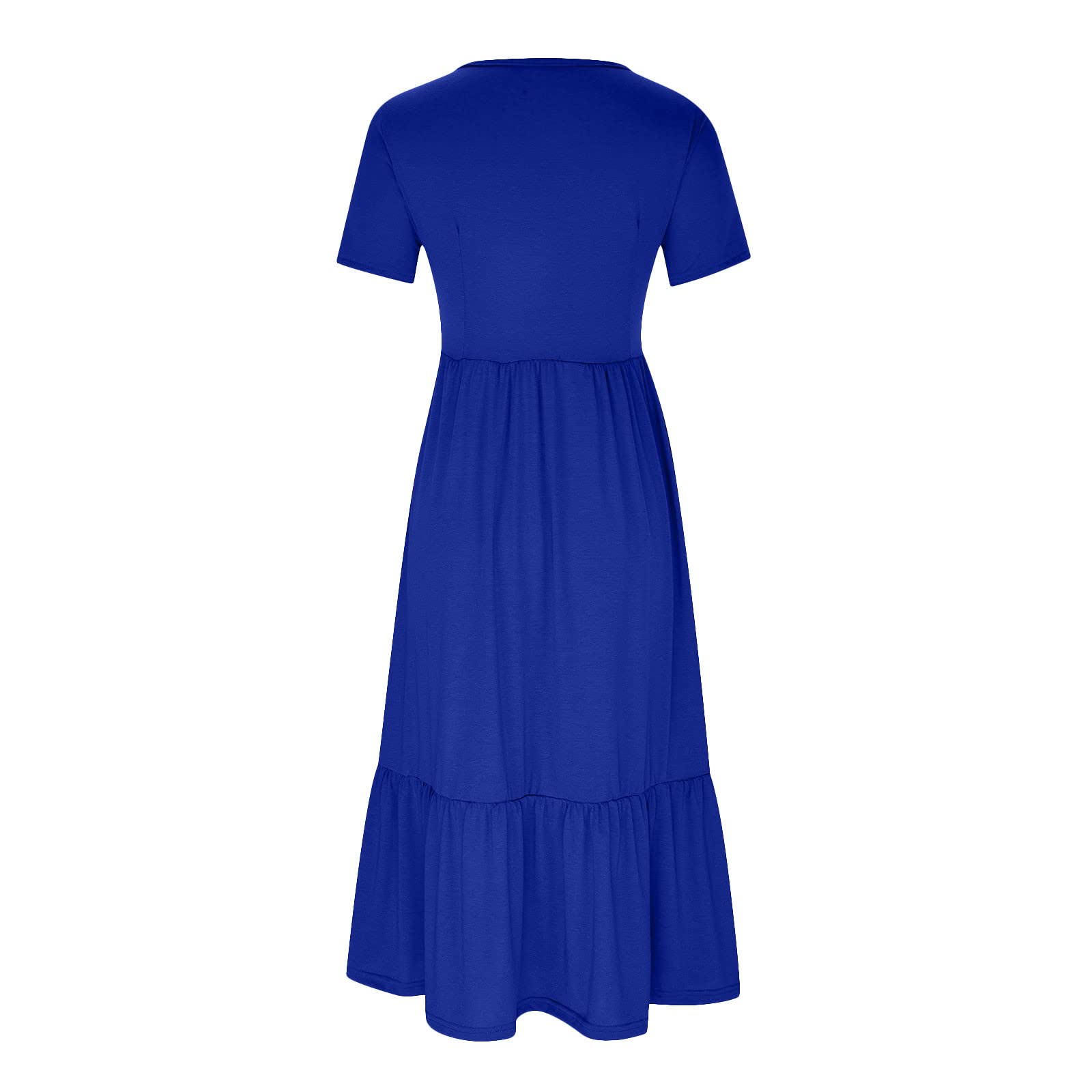 Women's Maxi Sundress 2024 - Flowy Tiered Pleated Boho Beach Dress with Pockets | Spring Summer Long Dress for Vacations, Parties & Casual Outings