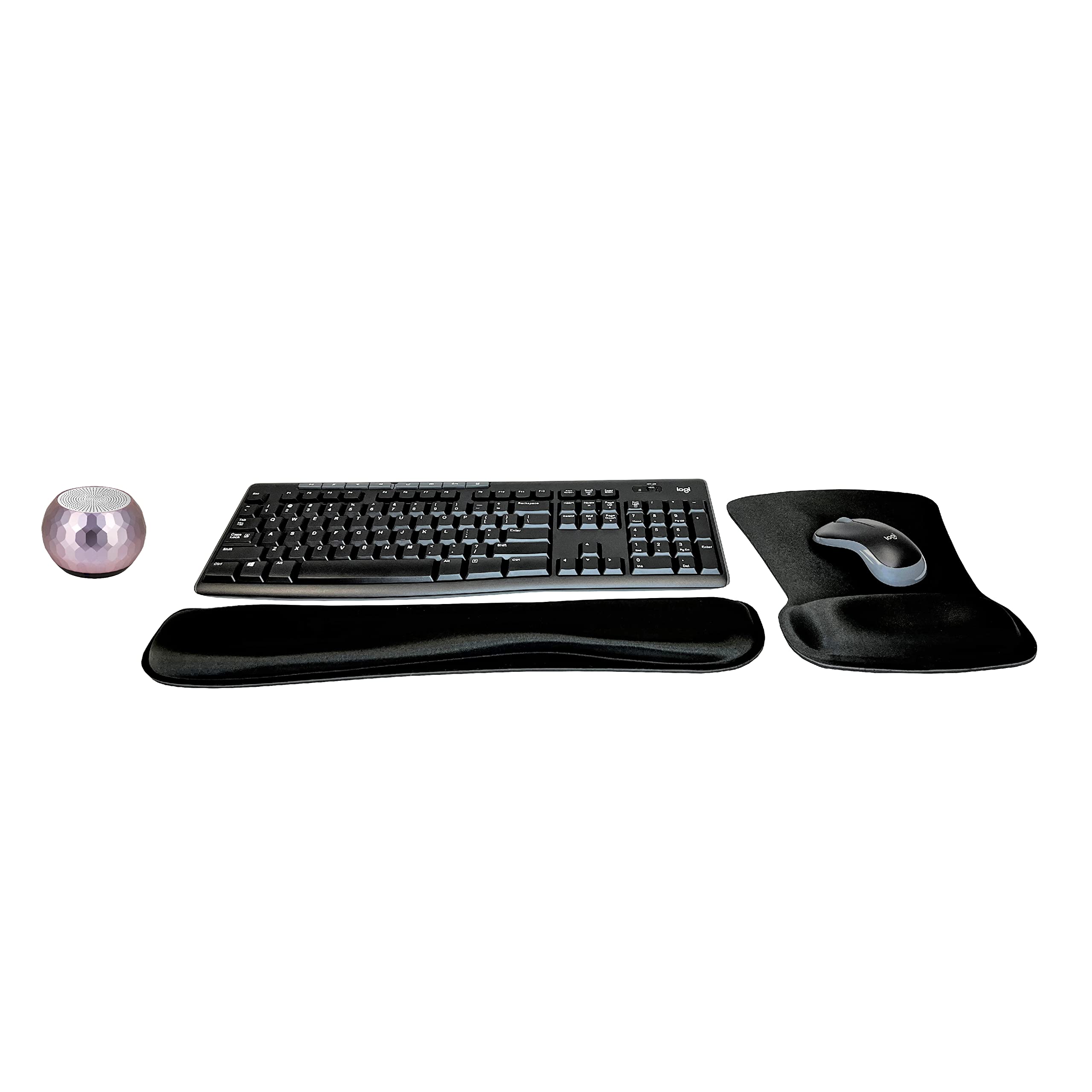 Logitech MK270 Wireless Keyboard and Mouse Combo for Home Office, Travel & Gaming - Includes Mini Bluetooth Speaker, Gel Wrist Rest & Mouse Pad | Ergonomic Wireless Bundle for PC, Laptop, Mac