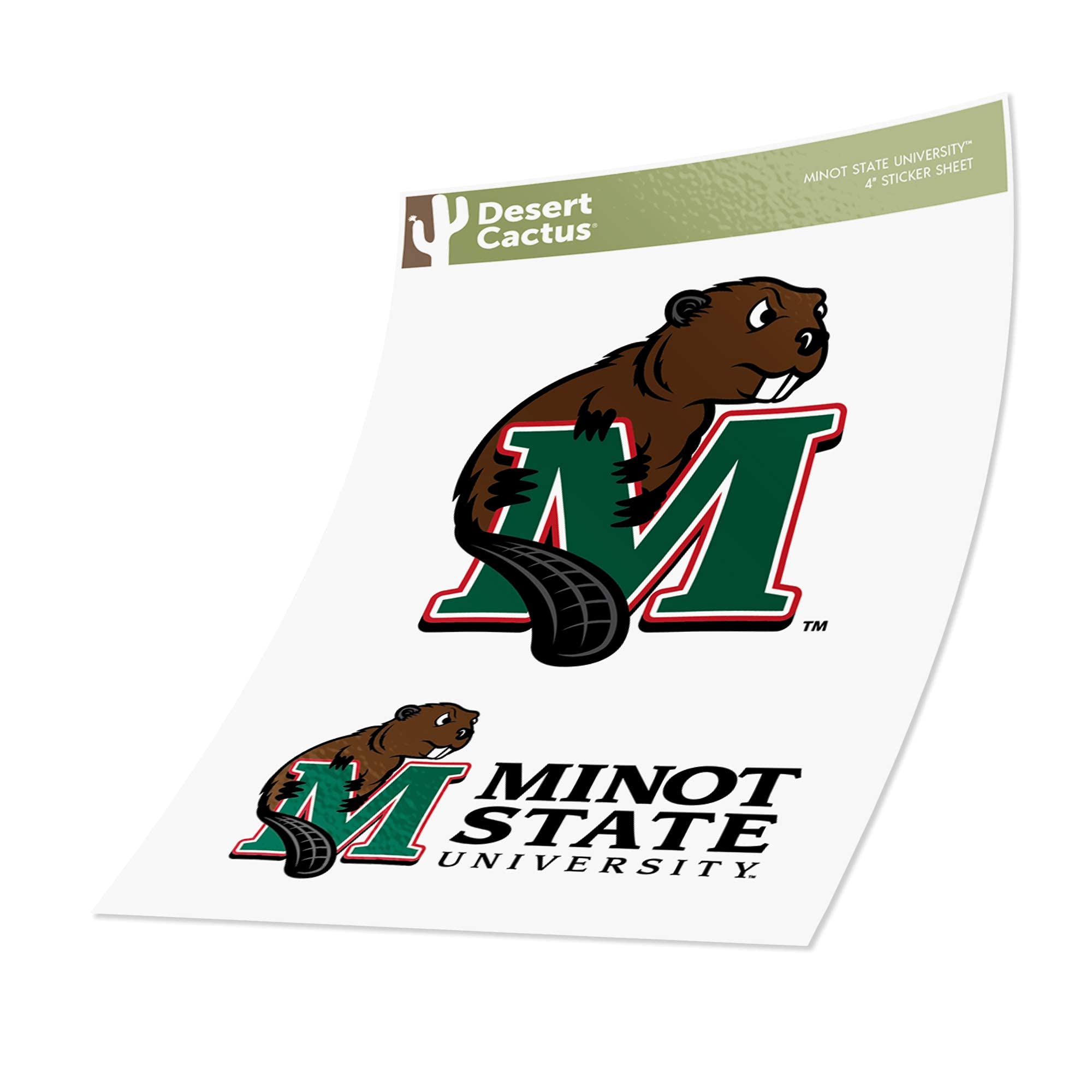 Desert Cactus Minot State University Stickers - MSU Beavers Vinyl Decals for Laptop, Water Bottle, Car & Scrapbooking - 4 Inch Set (13.5x11 Sheet) - Perfect for College Pride, School Spirit & DIY Crafts
