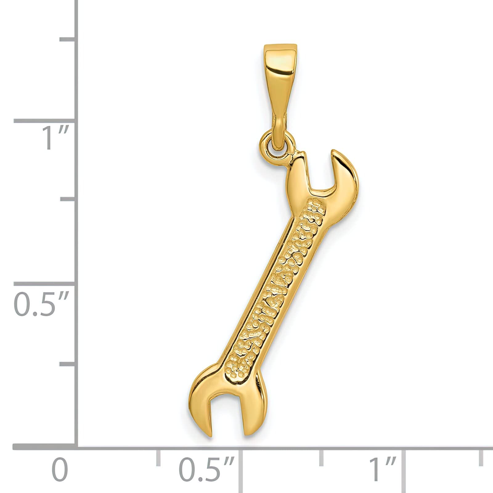 14K Yellow Gold Wrench Charm Pendant Necklace - Handyman Tool Jewelry for Men & Women - Perfect for DIY Enthusiasts, Mechanics, and Construction Workers