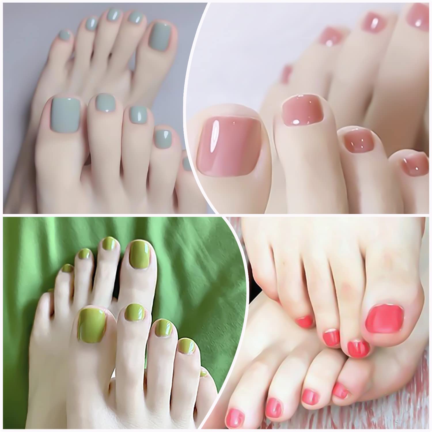 WOKOTO 20 Sheets 440 Pcs Solid Color Toe Nail Stickers - Full Cover Self-Adhesive Nail Wraps & Decals for Women & Girls - Includes Nail File - Perfect for DIY Manicures, Pedicures & Nail Art Designs
