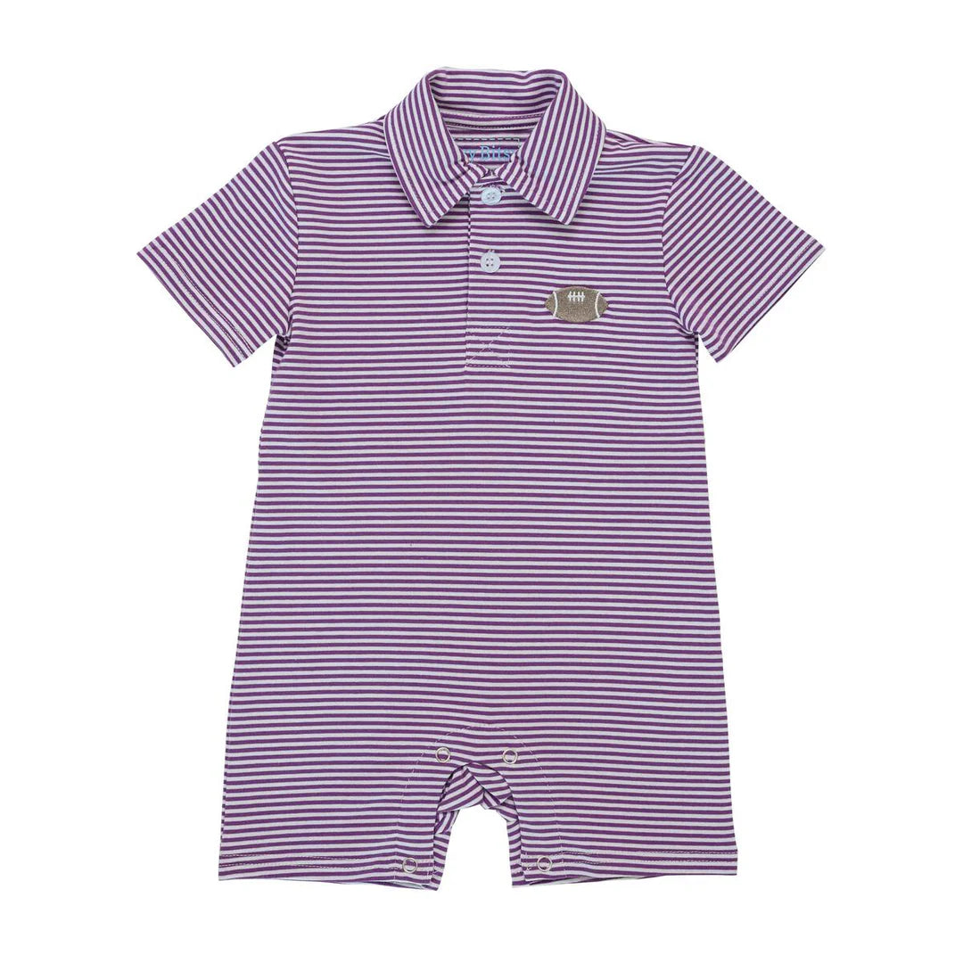 Stylish Purple Polo Romper for Game Day Outfits | Comfortable & Trendy Baby Clothes | Perfect for Sports Events, Parties & Family Gatherings