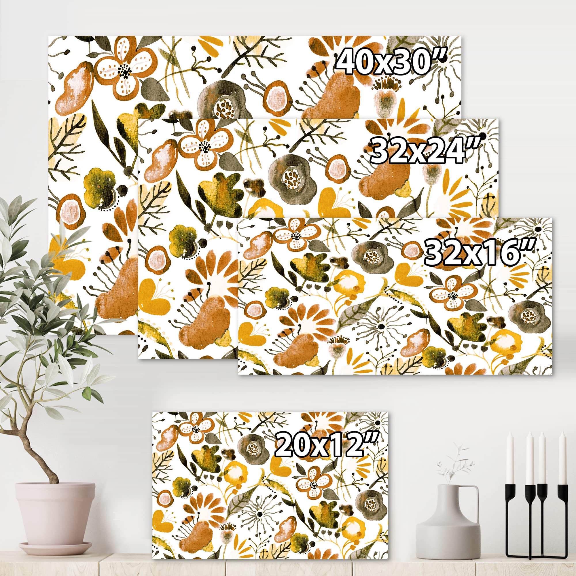 DesignQ Vibrant Wildflowers Canvas Wall Art - Modern Floral Home Decor for Living Room, Bedroom & Office