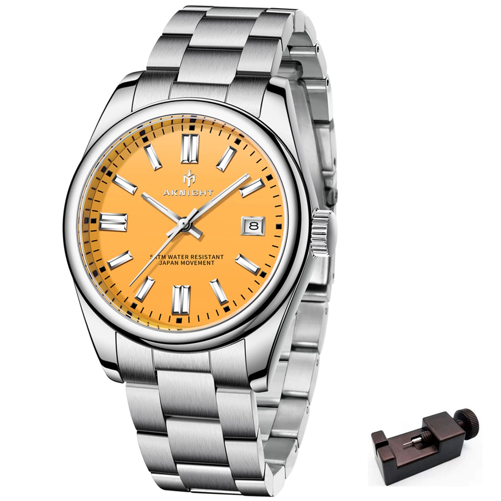 Waterproof Stainless Steel Analog Chronograph Watch for Men - Fashionable Dress Watch with Luminous Hands - Perfect Gift for Him (Ideal for Business, Formal Events & Daily Wear)
