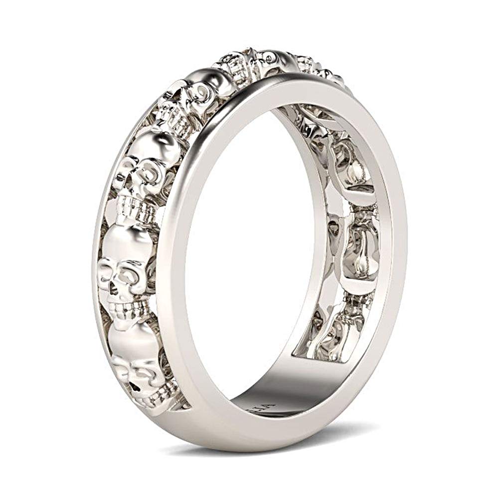 925 Silver Jack Skellington Wedding Band - CZ Solitaire Skull Ring for Men & Women | Halloween, Christmas, Anniversary & Birthday Gift | Perfect for Cosplay, Gothic Fashion & Couple Rings