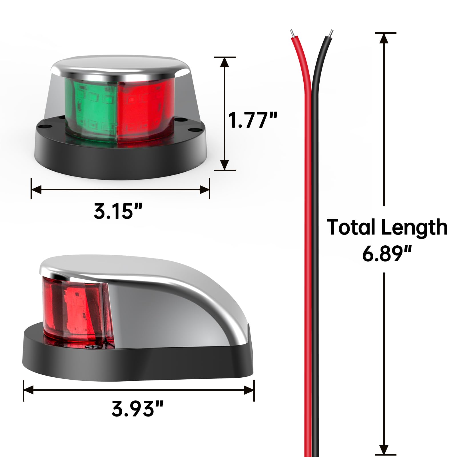 Boat LED Navigation Lights - Marine Bow Lights for Night Fishing Boats