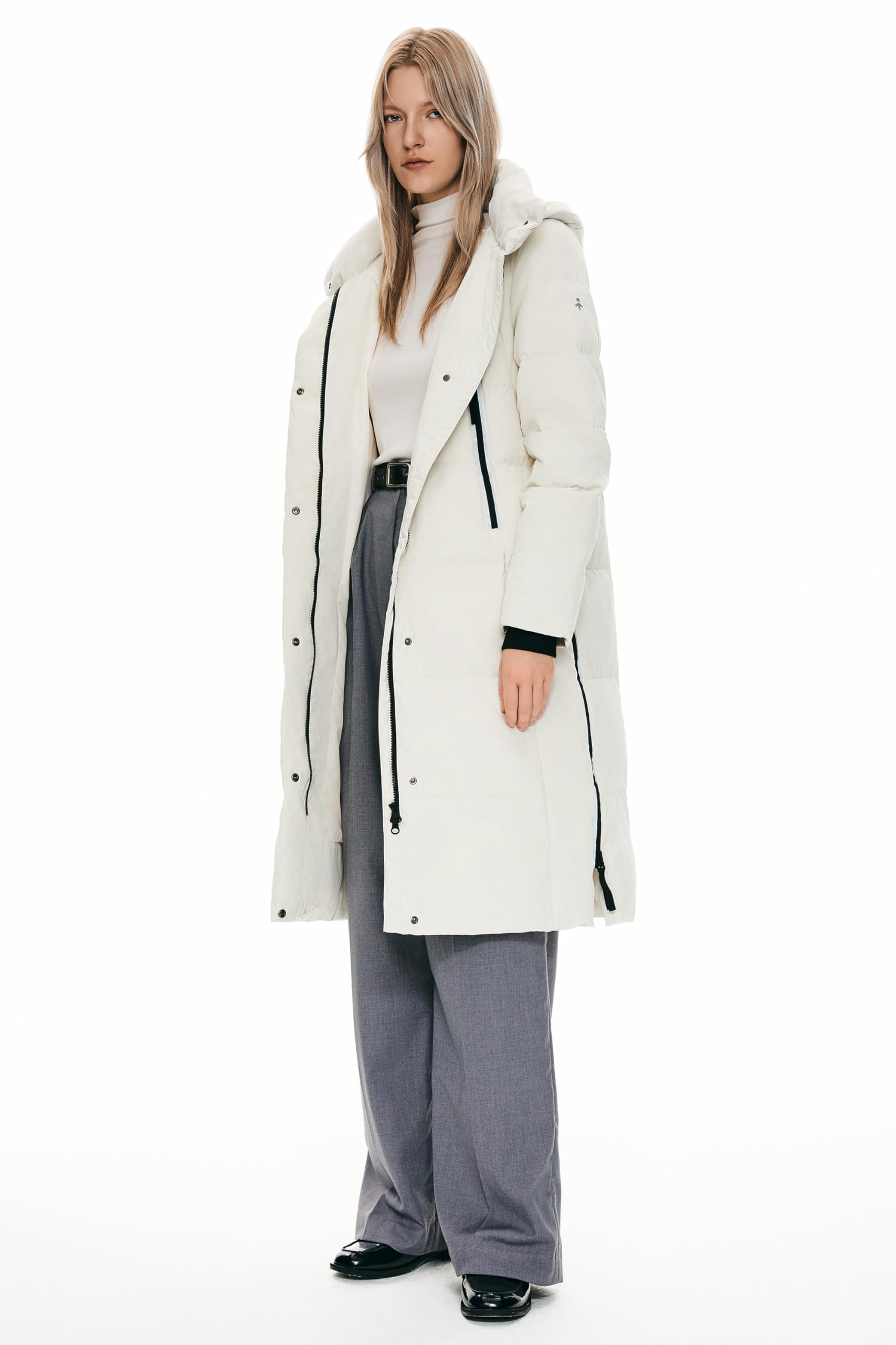 Orolay Women's Thickened Long Down Jacket - Winter Warm Hooded Puffer Coat with Side Zipper for Outdoor Activities, Skiing & Cold Weather Protection