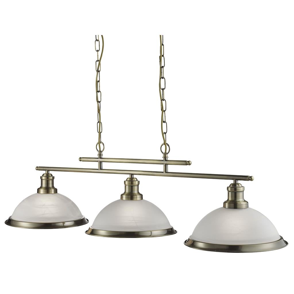 Bistro 2/3Lt Kitchen Light Fixture - Satin Silver/Antique Brass Finish - Modern Pendant Lighting for Dining Room, Island, Bar & Restaurant Decor