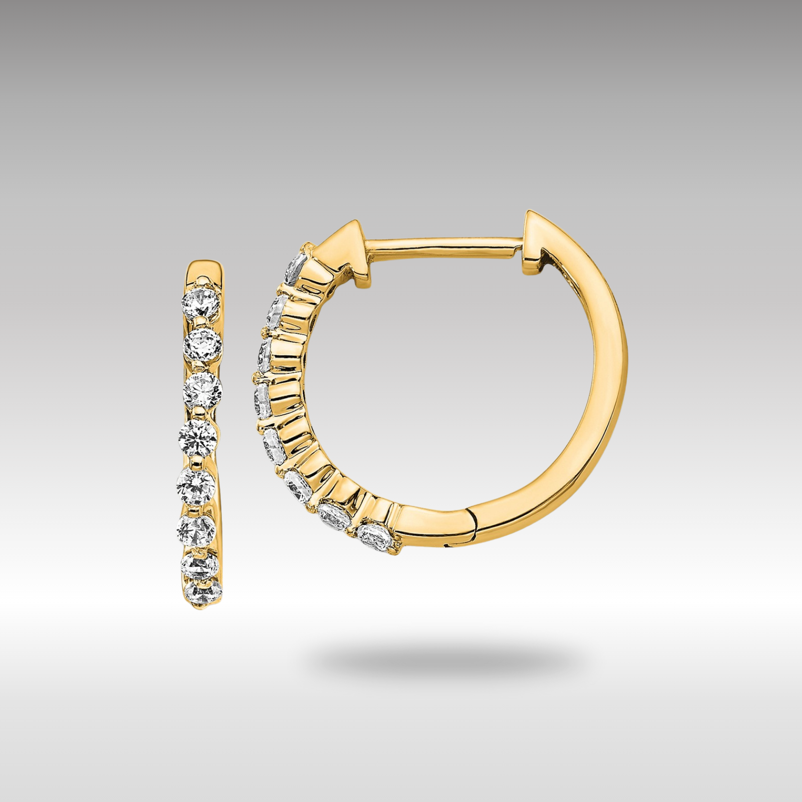 14K Gold Diamond Hinged Hoop Earrings - EM5395 033 YA | Elegant Everyday Jewelry for Women, Perfect for Work, Parties & Special Occasions