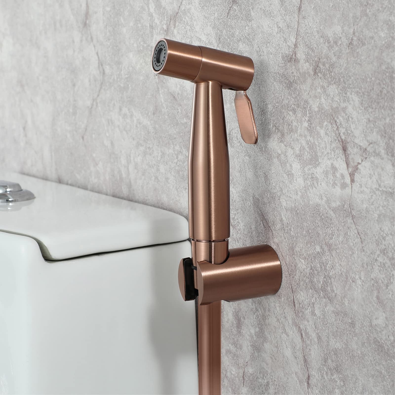 Stainless Steel Handheld Shower Sprayer with PVC Hose & Bracket - Cold Water Toilet Bidet Sprayer for Personal Hygiene, Pet Bathing & Kitchen Use (Rose Gold)