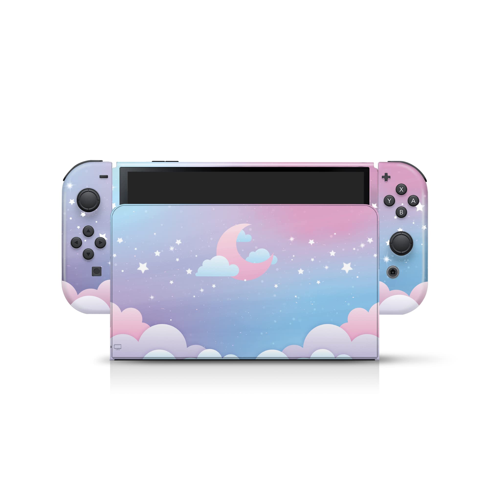 Premium 3M Vinyl Full Wrap Decal - Blue Kawaii Cloud Design Skin Compatible with Nintendo Switch OLED | Protective Cover & Stickers for Gaming Console | Perfect for Travel, Gaming Parties & Personalization