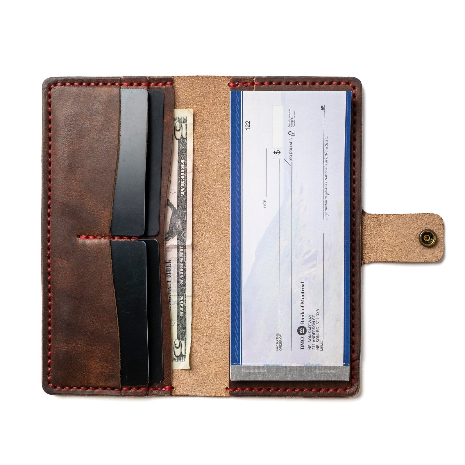 Genuine Leather Checkbook Wallet for Men & Women - Slim RFID Blocking Bifold Wallet with Checkbook Holder - Perfect for Business, Travel, and Everyday Use