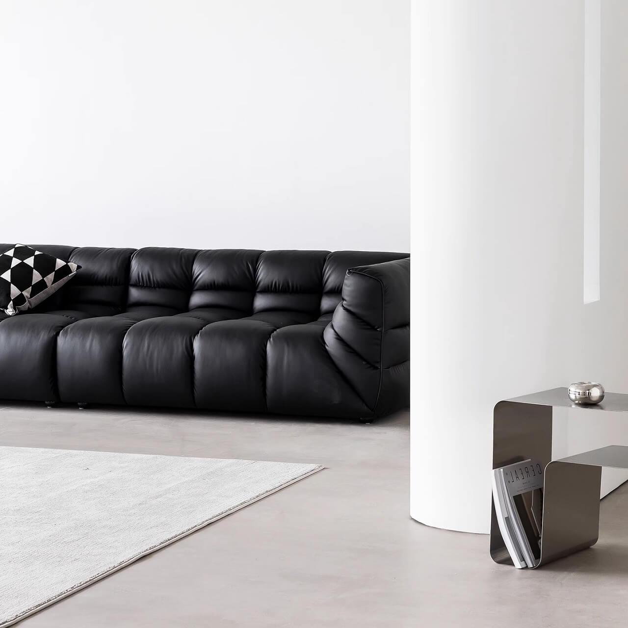Modern Black Microfiber Leather Sectional Sofa with Solid Wood Frame - Comfortable L-Shaped Couch for Living Room, Home Theater & Office Lounge