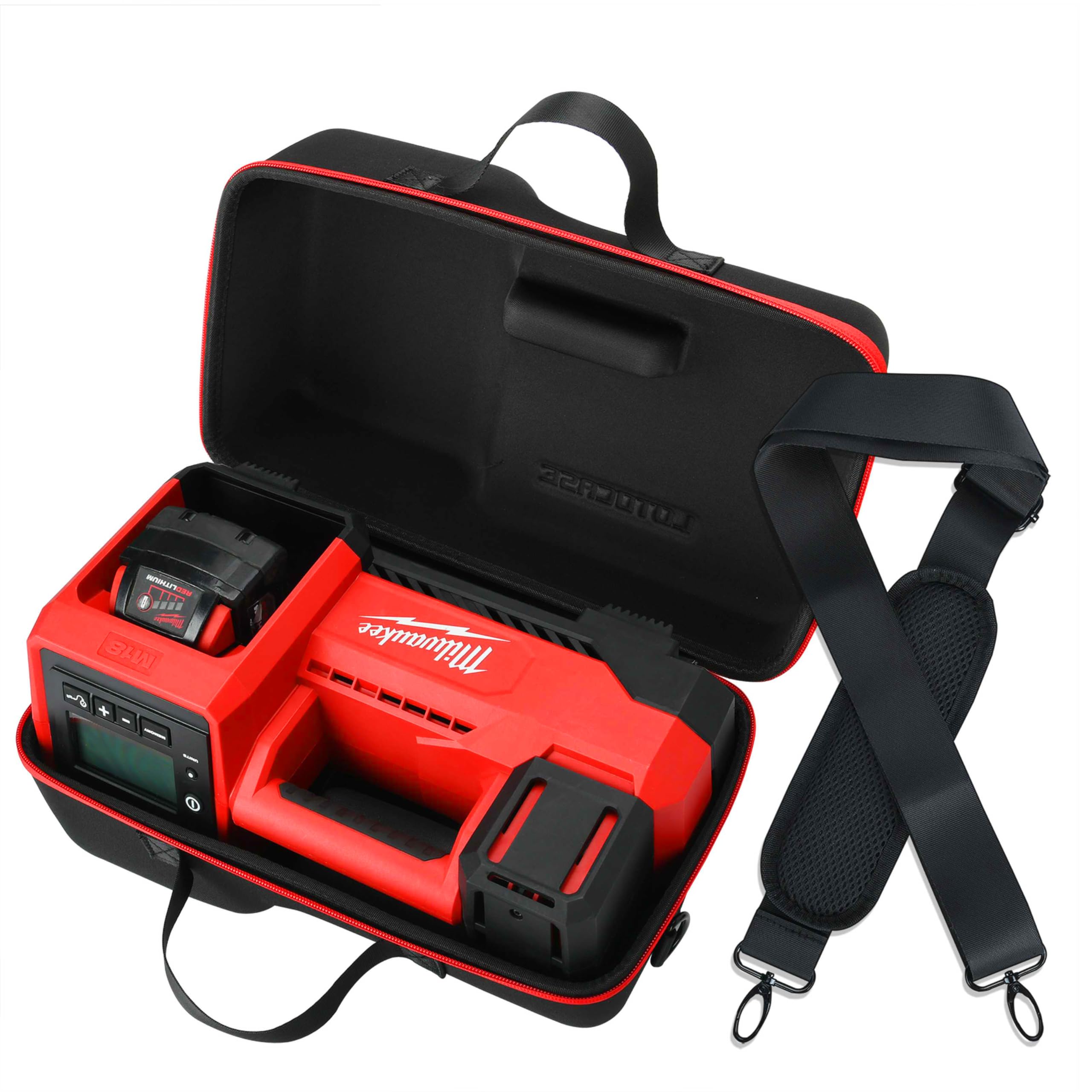 Milwaukee M18 Inflator 2848-20 Air Compressor Storage Bag - Custom-Fit Hard Carrying Case with Neck Strap for Milwaukee Tools - Perfect for Job Sites, Camping & Tire Inflation