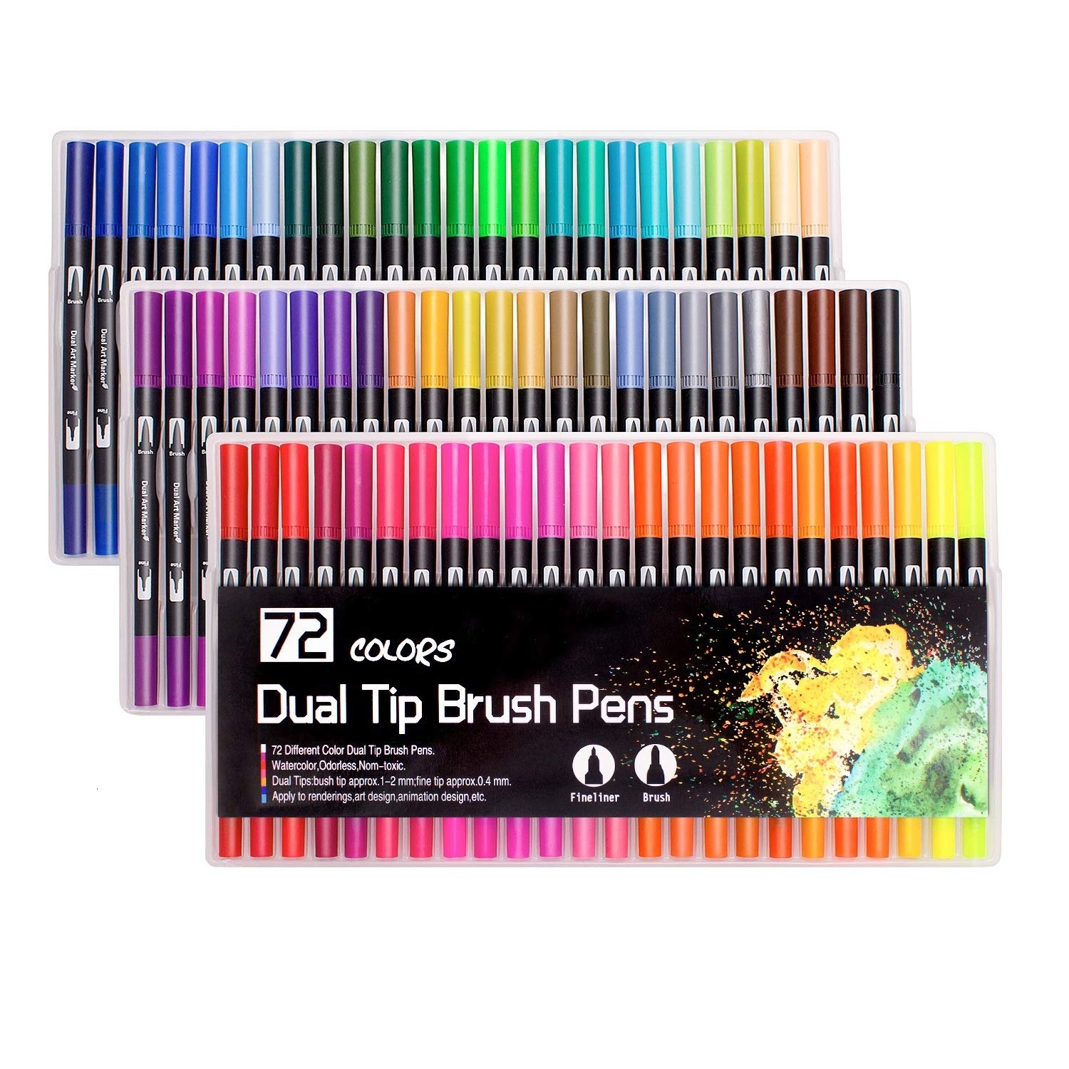 Laconile 72 Colors Dual Tip Brush Pens - Professional Brush Markers for Drawing, Sketching & Coloring | Perfect for Artists, Adults & Kids | Ideal for Calligraphy, Bullet Journaling & DIY Crafts