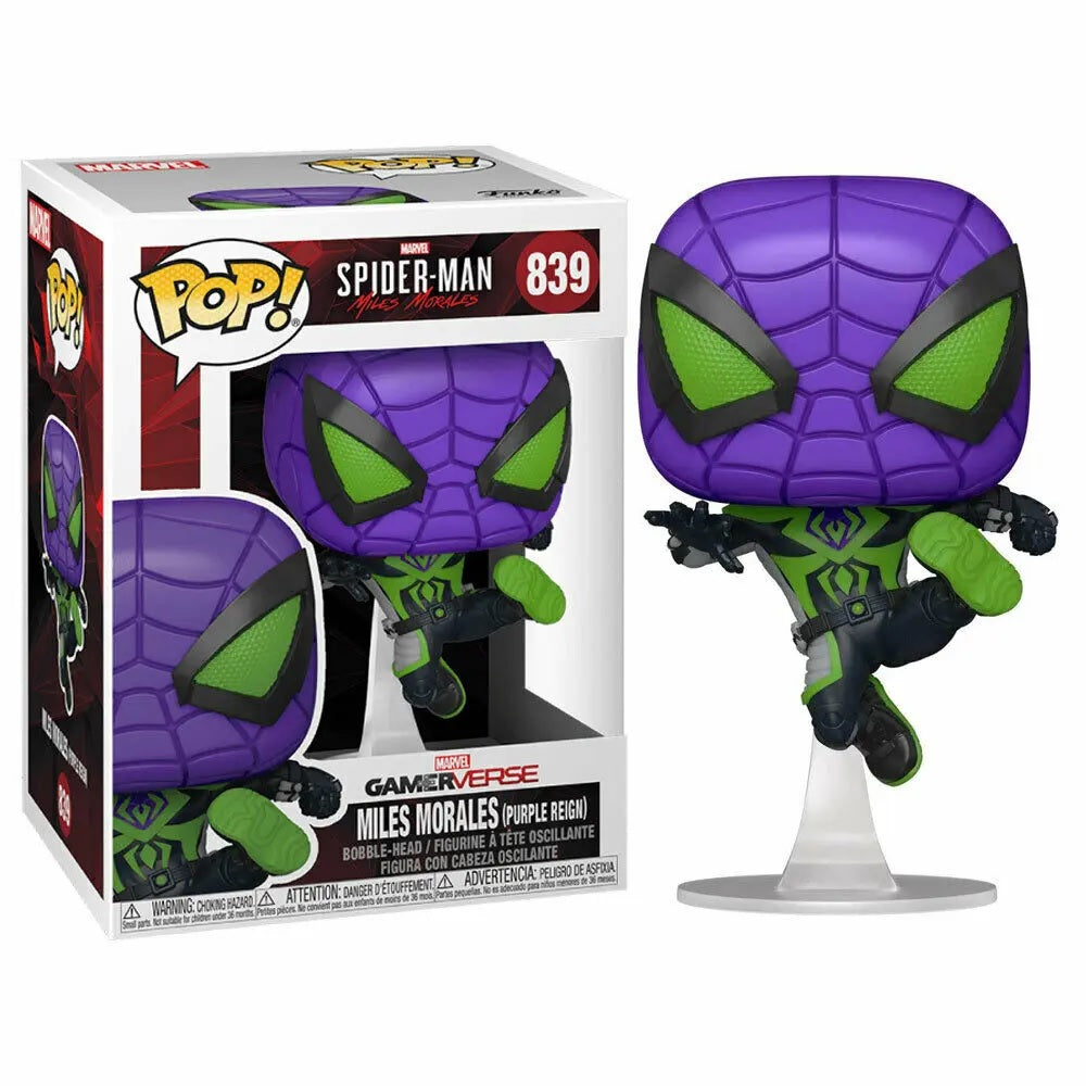 Funko Pop! Marvel’s Spider-Man: Miles Morales #839 Purple Rain Suit Collectible Vinyl Figure - Perfect for Marvel Fans, Gift for Superhero Lovers, Display for Home & Office Decor