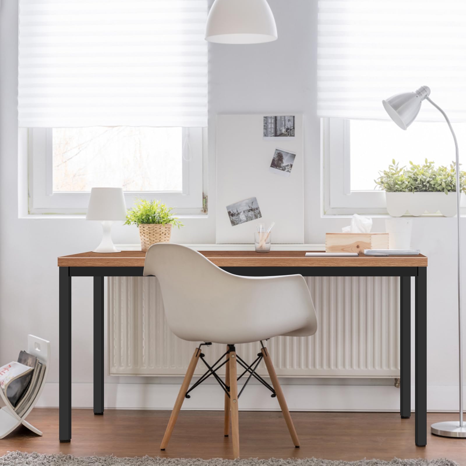 24x48 Inches Large Modern Industrial Writing Computer Desk - Simple Study & Laptop Table for Home Office (Brown) | Perfect for Small Spaces, Remote Work & Notebook Use