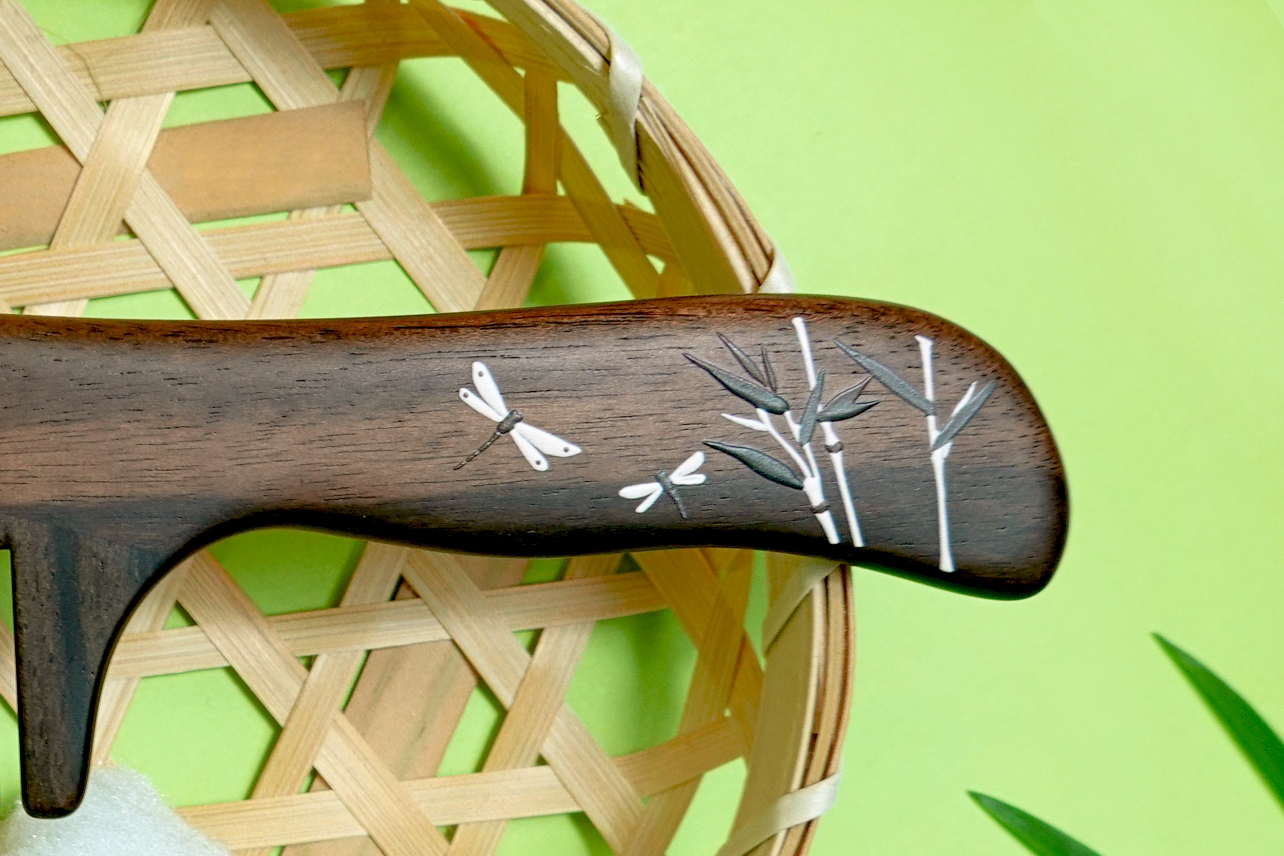 Ebony Wood Hair Comb with Breeze & Bamboo Design - Perfect for Detangling, Styling, and Gentle Scalp Massage at Home or Salon