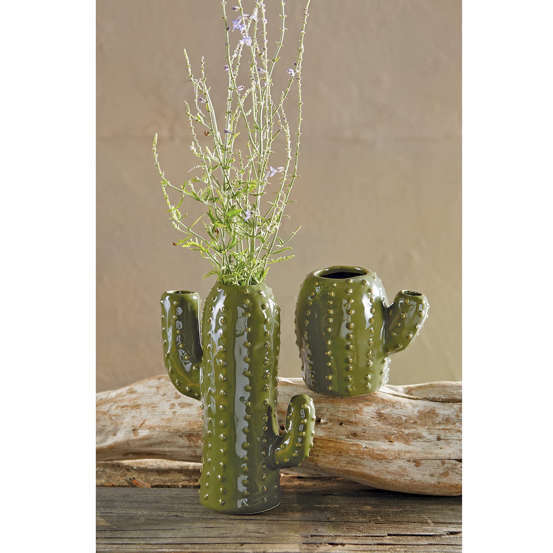 Mud Pie Small Cactus Ceramic Vase - Green Mini Succulent Planter Pot for Home Decor, Office Desk, Wedding Centerpiece & Gift Idea