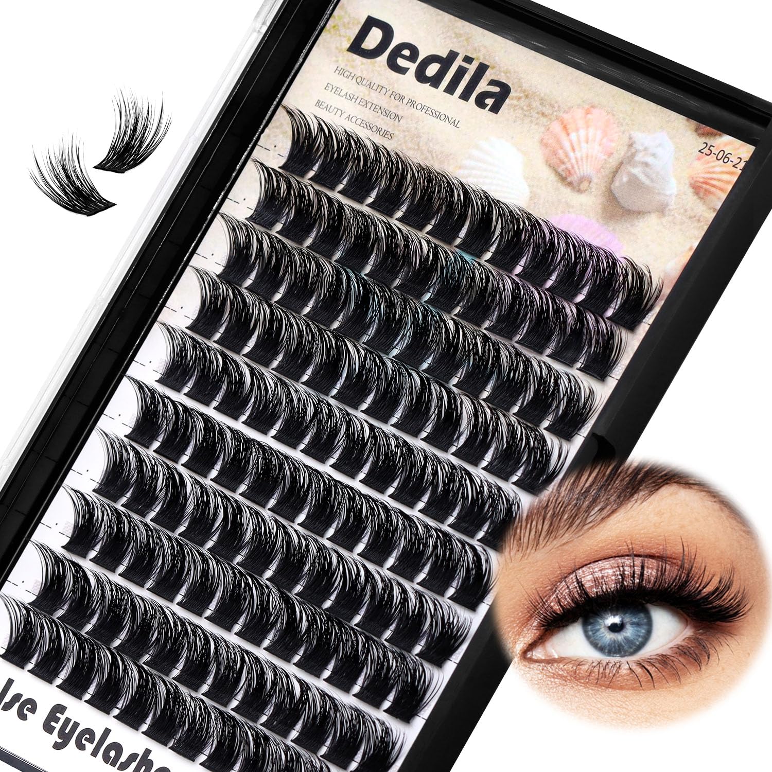120 Clusters Individual False Eyelashes - D Curl 5D Volume Lashes Extensions, Handmade Black Eyelashes with Wide Stem & Thick Base (16mm) | Soft, Lightweight & Dramatic Look for Women & Girls | Perfect for Parties, Weddings, Date Nights & Special Occasions