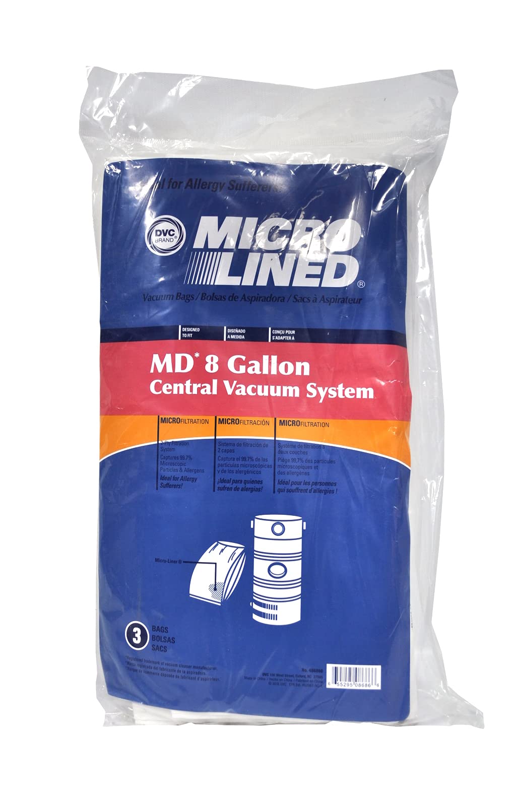 DVC Modern 8 Gallon Micro Allergen Vacuum Cleaner Bags - Made in USA (3 Pack) | HEPA Filtration for Dust Mites, Pet Hair & Allergies | Ideal for Homes with Pets, Asthma Sufferers & Allergy Relief