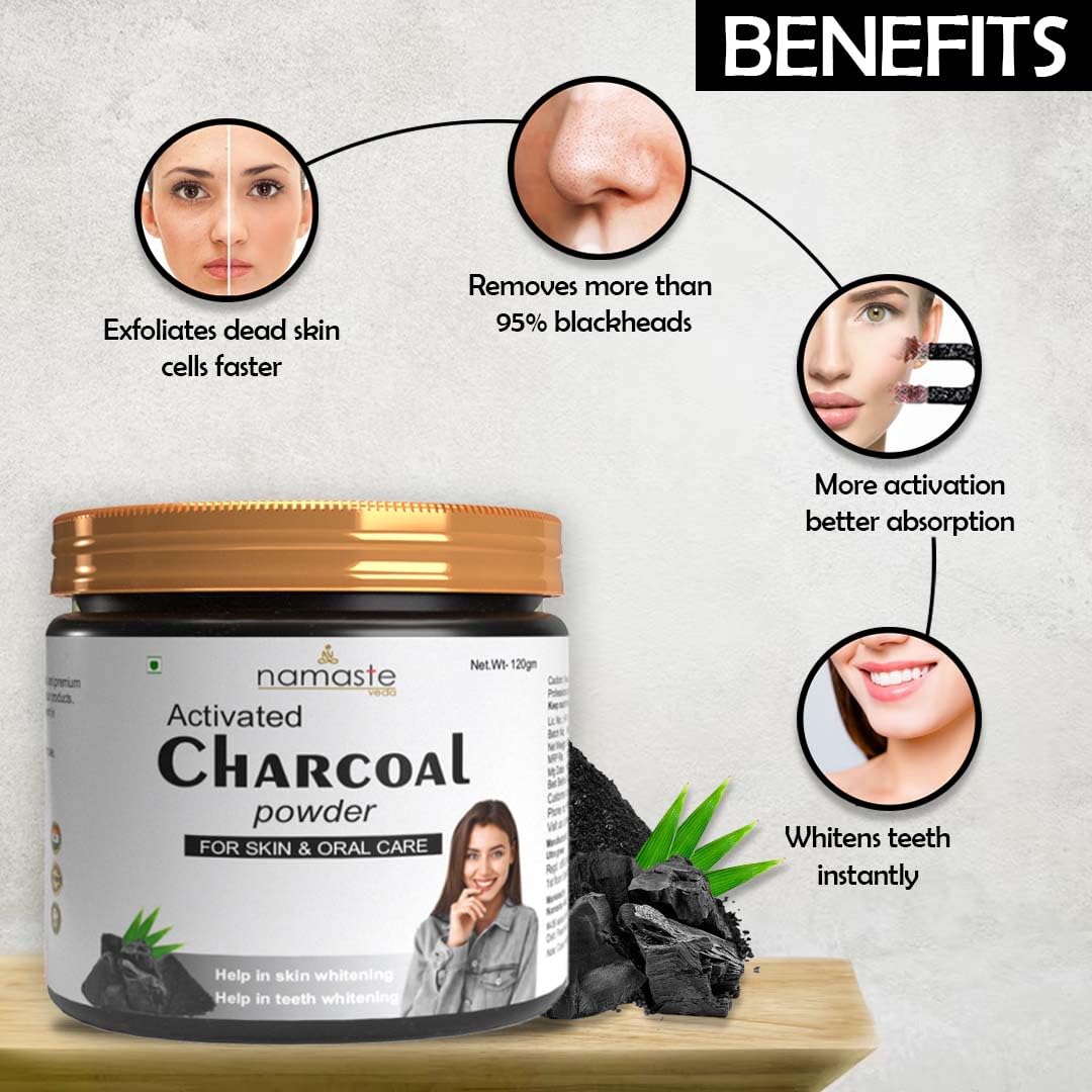 Pure Activated Charcoal Powder for Detox & Beauty - Deep Pore Cleansing to Remove Impurities, Toxins & Excess Oil (120g) | Perfect for Skin Perfection, Face Masks & Body Scrubs