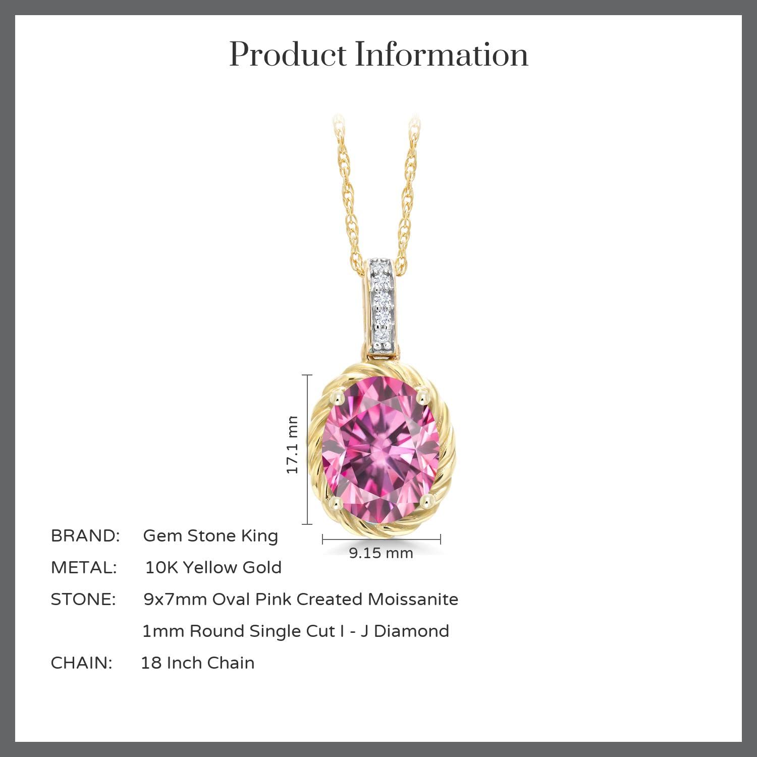 10K Yellow Gold 9X7MM Oval Birthstone & Diamond Pendant Necklace for Women - 18 Inch Gold Chain | Personalized Jewelry Gift for Mom, Wife, Anniversary & Special Occasions