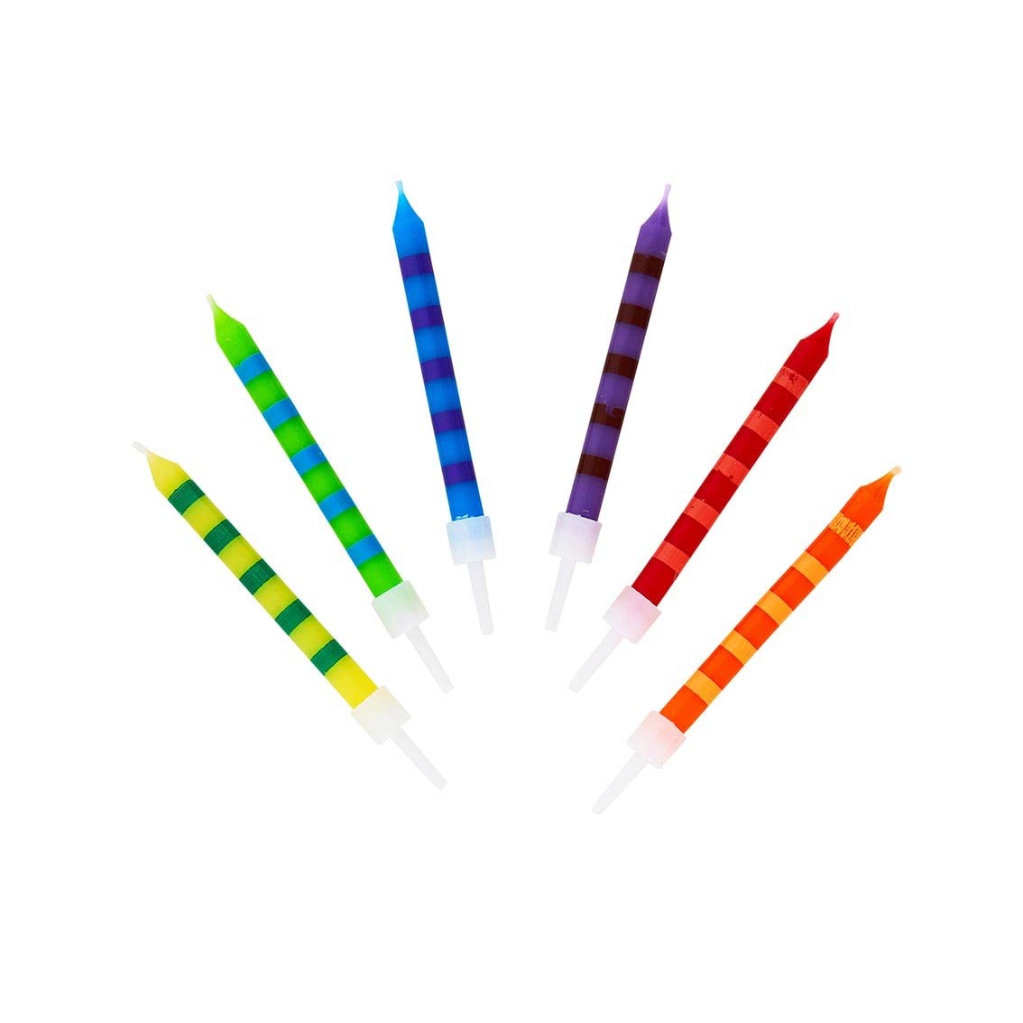 Vibrant Rainbow Birthday Cake Candles with Holders | 24-Pack Cupcake Toppers for Kids Party Decorations, Birthday Celebrations & Festive Events – Perfect for Birthday Cakes, Cupcakes, and Dessert Table Displays