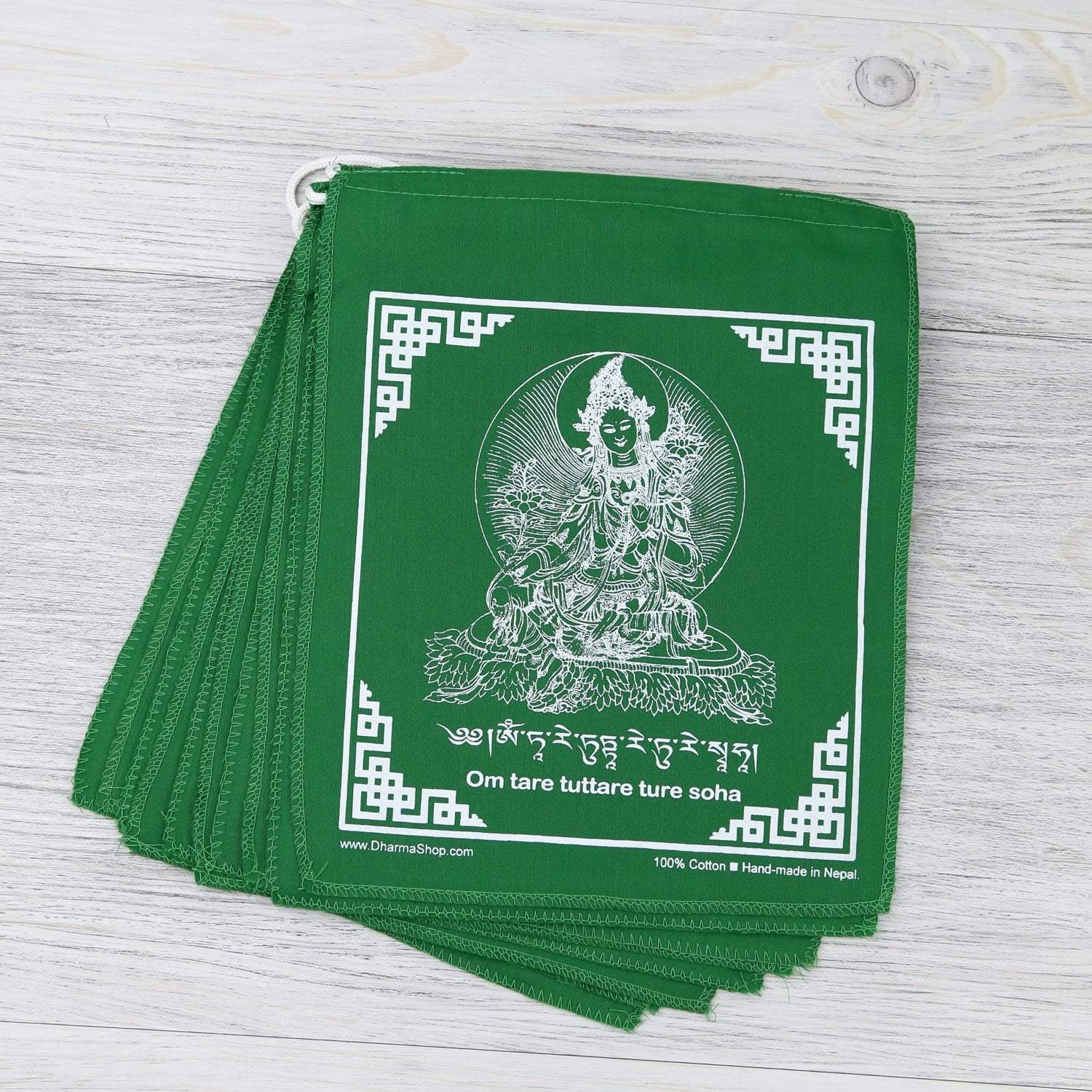 Authentic Green Tara Prayer Flags - Buddhist Prayer Flags for Peace & Blessings - Perfect for Home, Garden & Meditation Spaces